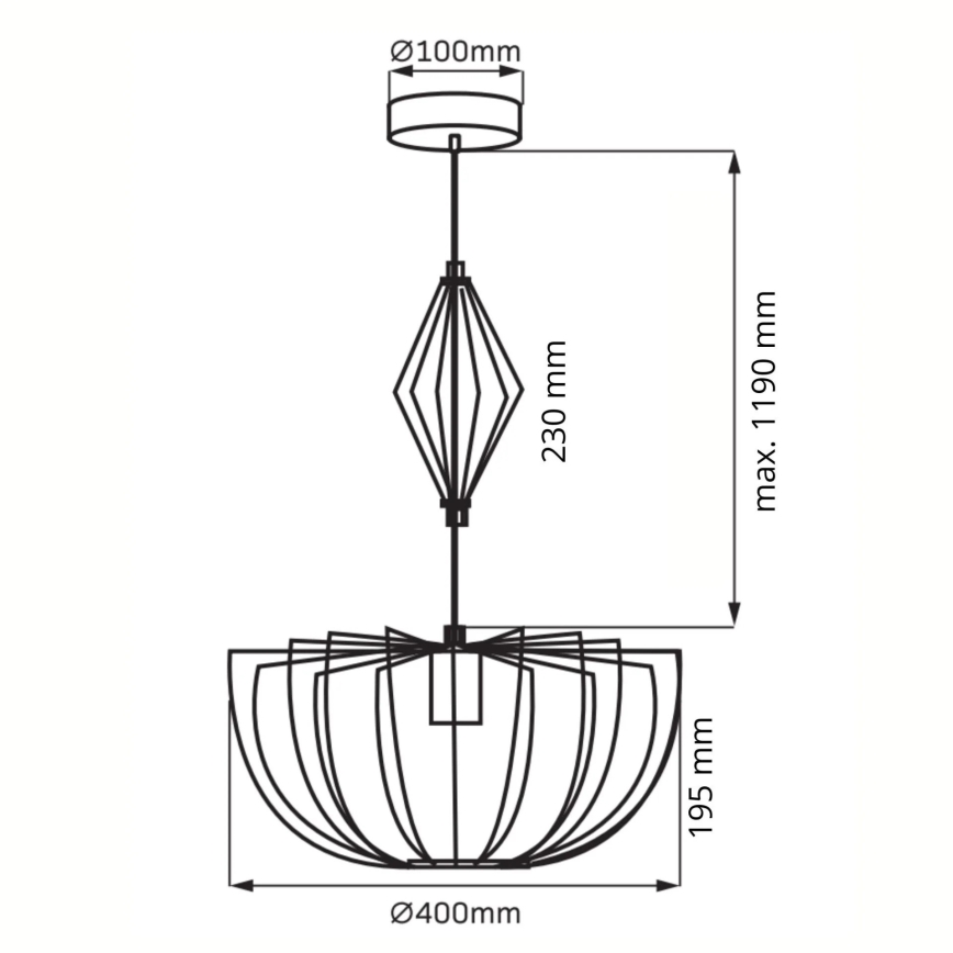 Pakabinamas sietynas JASMINA 1xE27/20W/230V diametras 40 cm auksas