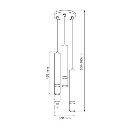 Pakabinamas sietynas JOKER 3xGU10/8W/230V mėlynas/aukso