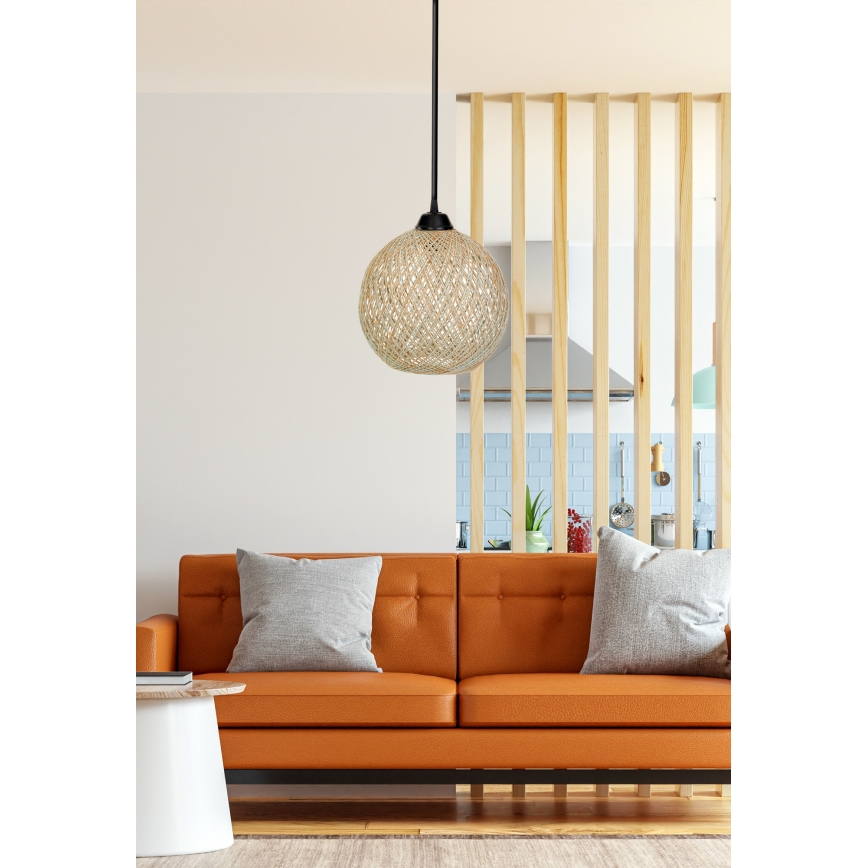 Pakabinamas sietynas JUTE 1xE27/60W/230V smėlio spalva
