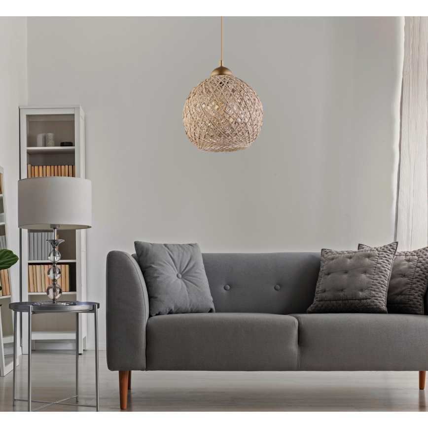 Pakabinamas sietynas JUTE 1xE27/60W/230V smėlio spalva