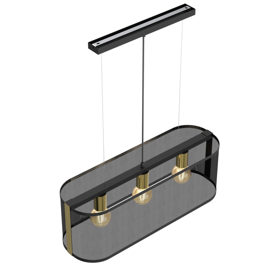 Pakabinamas sietynas KAGA 3xE27/60W/230V juodas/aukso