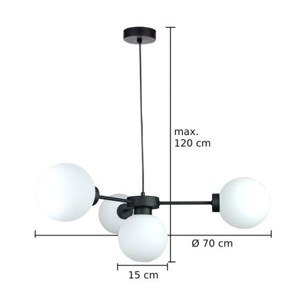 Pakabinamas sietynas KALIOPE 4xE14/50W/230V juoda/balta