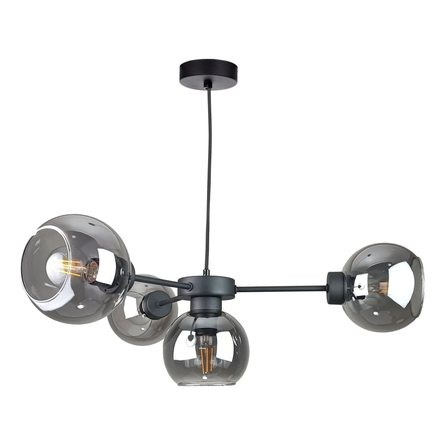 Pakabinamas sietynas KALIOPE 4xE27/60W/230V juoda/dūminis juoda