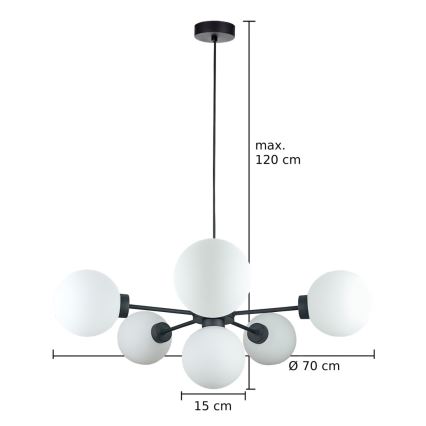 Pakabinamas sietynas KALIOPE 6xE14/50W/230V juoda/balta