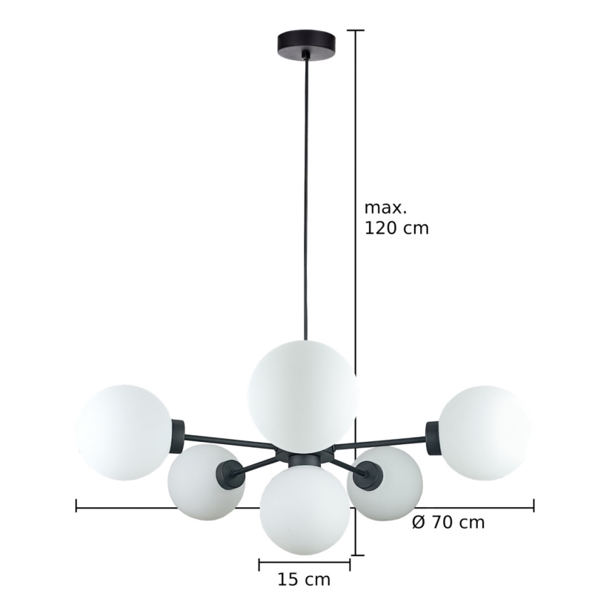 Pakabinamas sietynas KALIOPE 6xE14/50W/230V juoda/balta