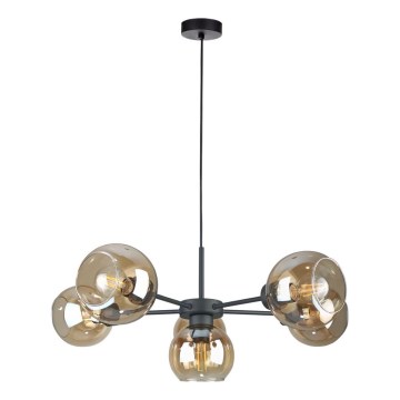 Pakabinamas sietynas KALIOPE 6xE27/60W/230V juoda/dūminis smėlio spalva