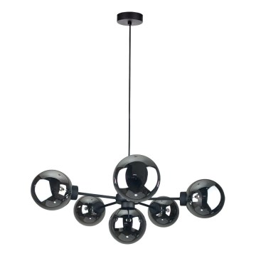 Pakabinamas sietynas KALIOPE II 6xE14/50W/230V juoda/dūminis juoda