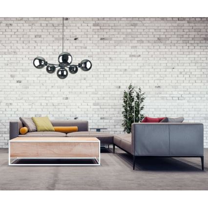 Pakabinamas sietynas KALIOPE II 6xE14/50W/230V juoda/dūminis juoda