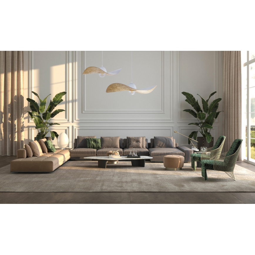 Pakabinamas sietynas  KAPELLO 1xE27/60W/230V d. 76 cm baltas/aukso