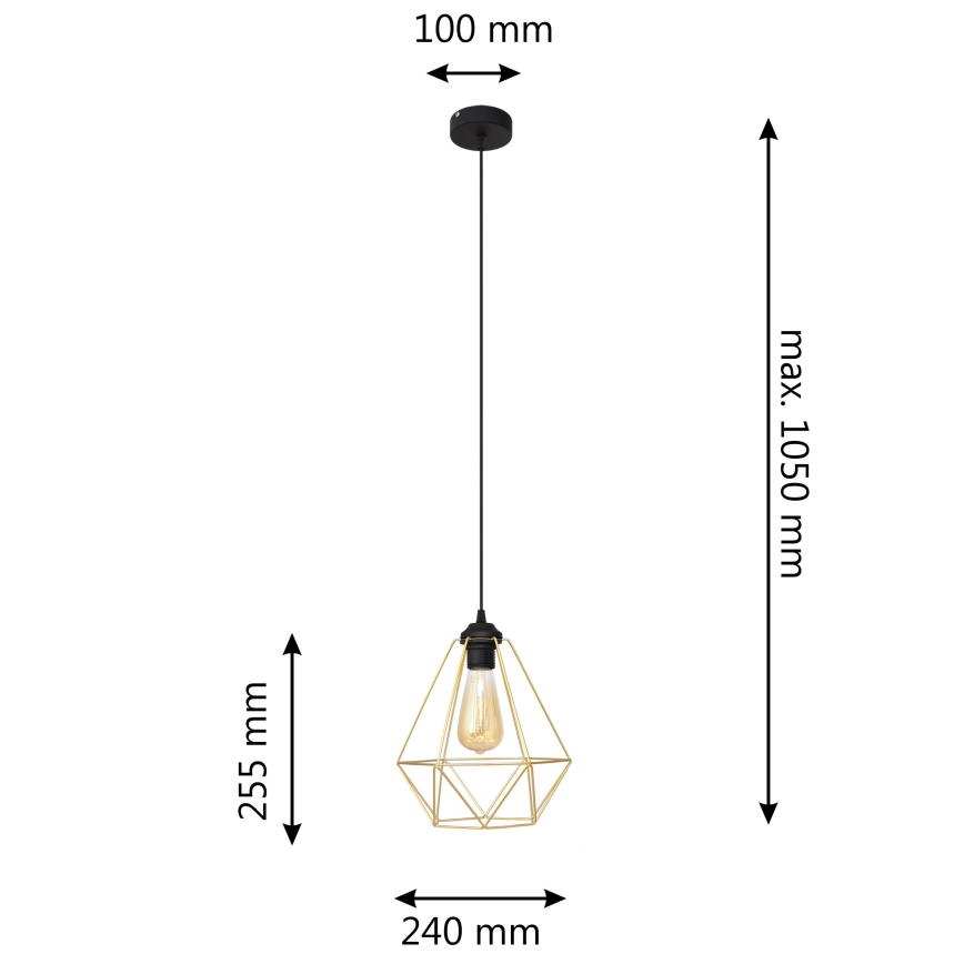 Pakabinamas sietynas KARO 1xE27/15W/230V auksas/juoda