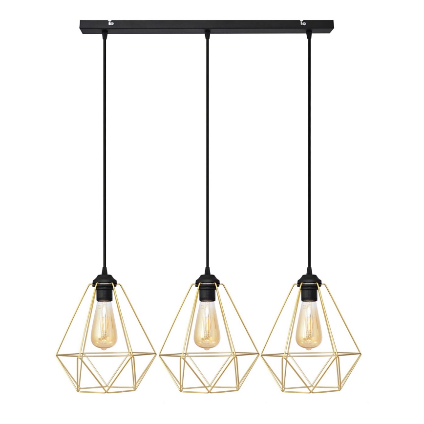 Pakabinamas sietynas KARO 3xE27/15W/230V auksas/juoda