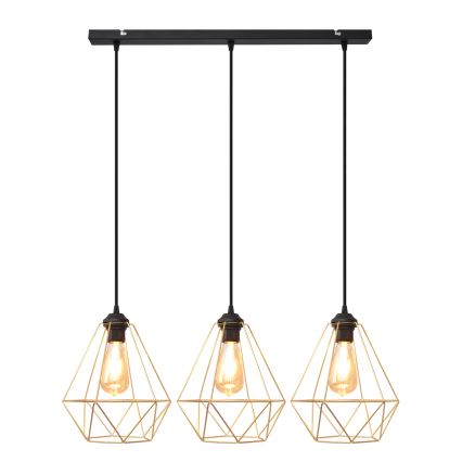 Pakabinamas sietynas KARO 3xE27/15W/230V auksas/juoda
