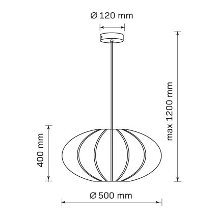 Pakabinamas sietynas KINU 1xE27/20W/230V diametras 50 cm juoda