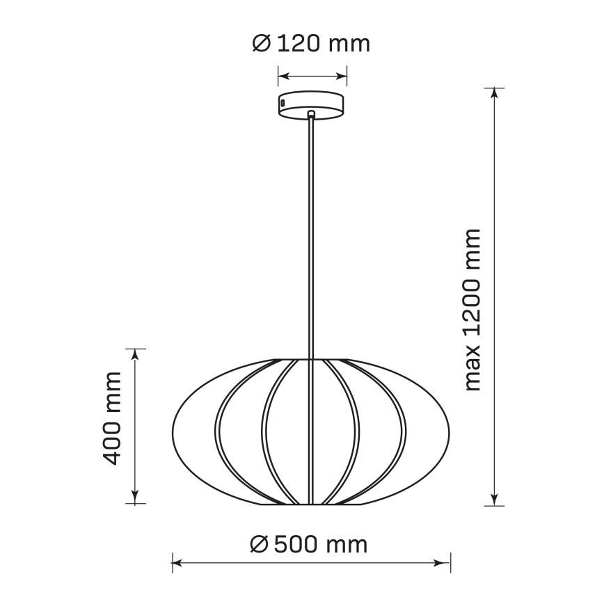 Pakabinamas sietynas KINU 1xE27/20W/230V diametras 50 cm juoda