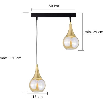 Pakabinamas sietynas LACRIMA HONEY 2xE27/60W/230V