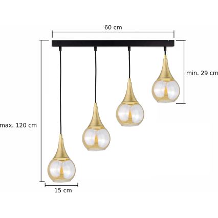 Pakabinamas sietynas LACRIMA HONEY 4xE27/60W/230V