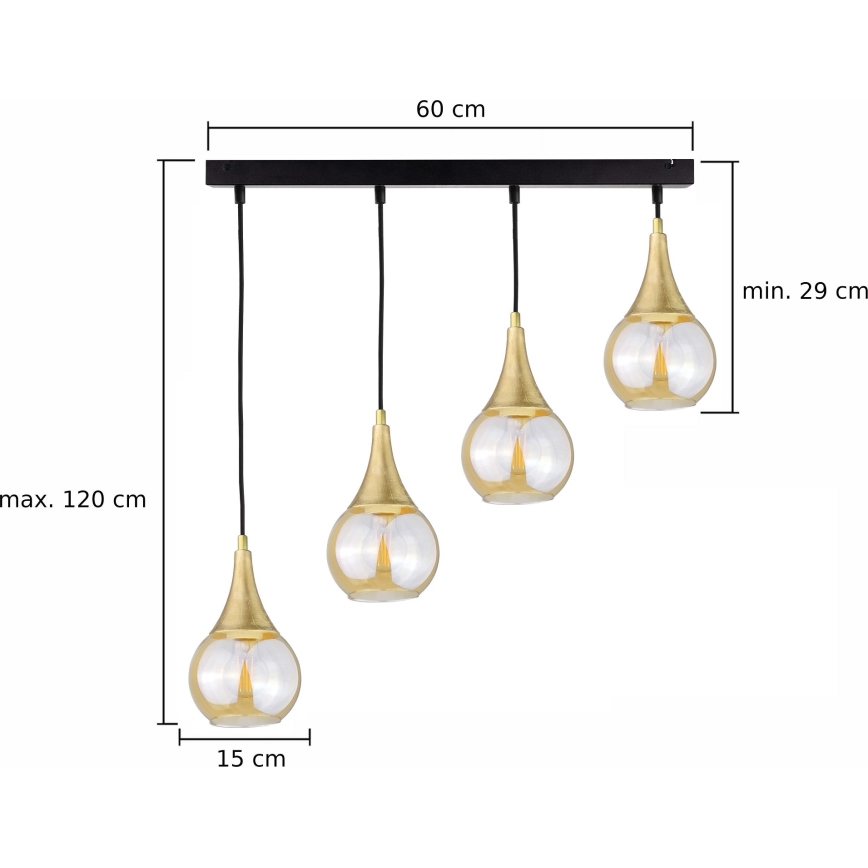 Pakabinamas sietynas LACRIMA HONEY 4xE27/60W/230V