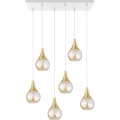 Pakabinamas sietynas LACRIMA HONEY 6xE27/60W/230V balta/auksas/dūminis smėlio spalva