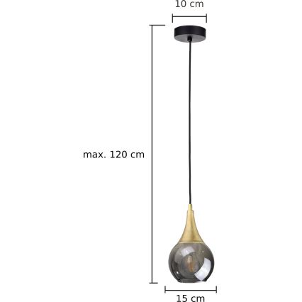 Pakabinamas sietynas LACRIMA SMOKY 1xE27/60W/230V