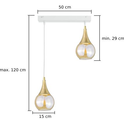 Pakabinamas sietynas LACRIMA WHITE 2xE27/60W/230V