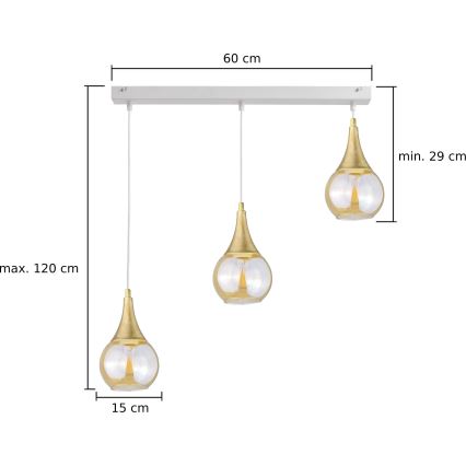 Pakabinamas sietynas LACRIMA WHITE 3xE27/60W/230V