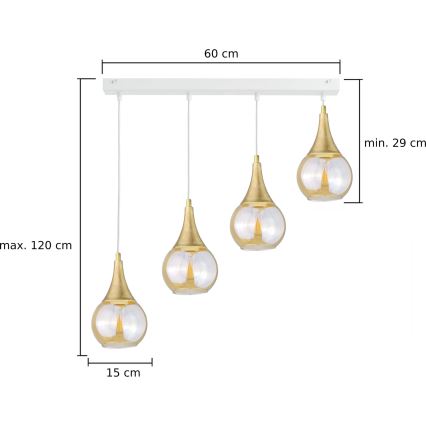 Pakabinamas sietynas LACRIMA WHITE 4xE27/60W/230V