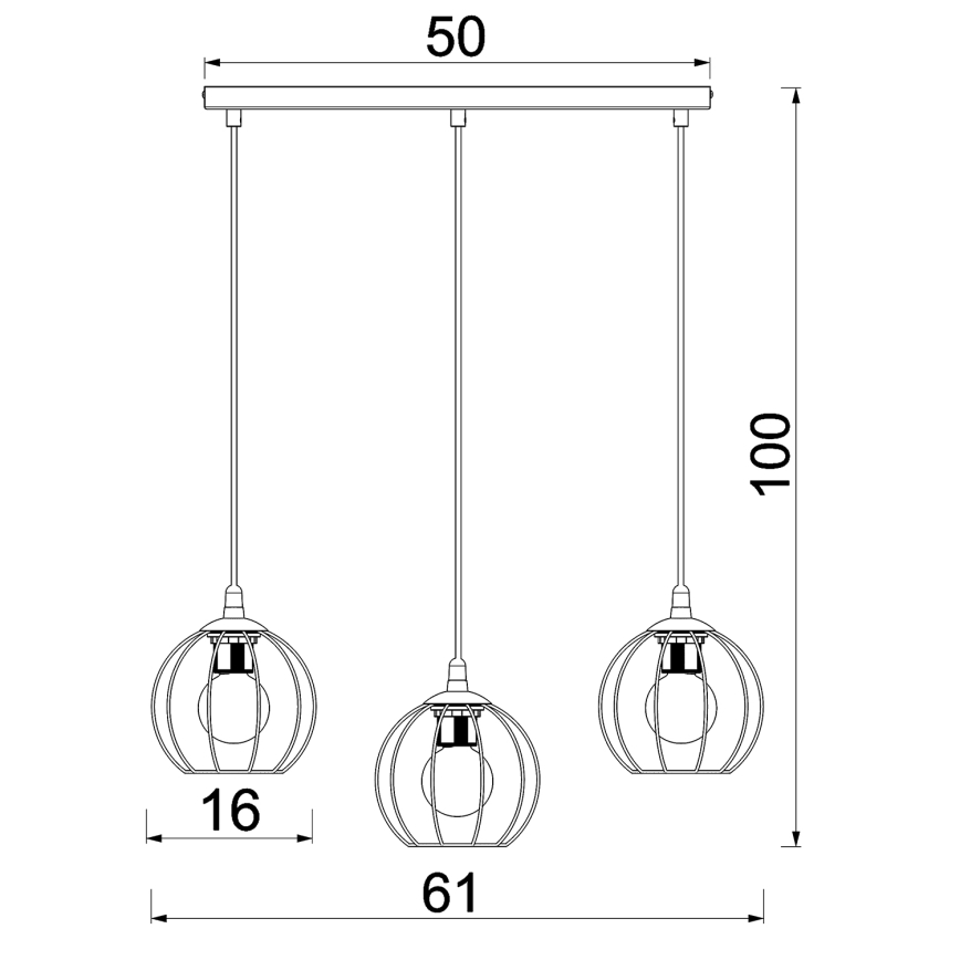 Pakabinamas sietynas LAPS 3xE27/15W/230W juoda