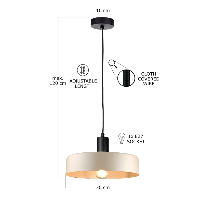Pakabinamas sietynas LATTE 1xE27/60W/230V smėlio spalva/juoda