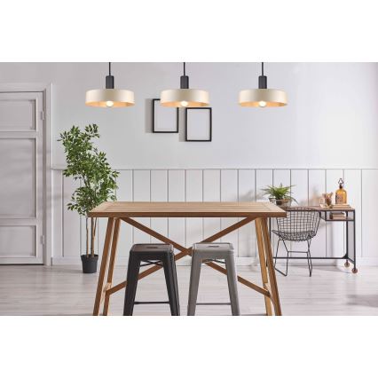 Pakabinamas sietynas LATTE 3xE27/60W/230V smėlio spalva/juoda