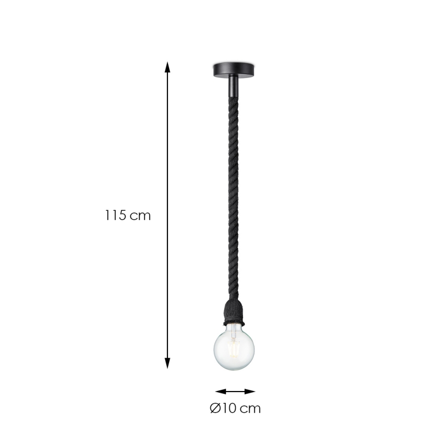 Pakabinamas sietynas LEONARDO ROPE 1xE27/10W/230V juoda