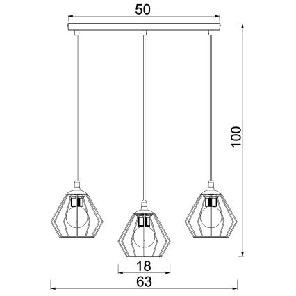 Pakabinamas sietynas LETI 3xE27/15W/230W juoda