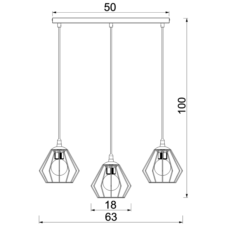 Pakabinamas sietynas LETI 3xE27/15W/230W juoda