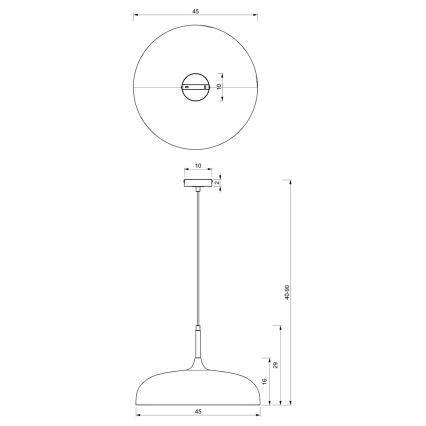 Pakabinamas sietynas LINCOLN 1xE27/60W/230V d. 45 cm mėlynas