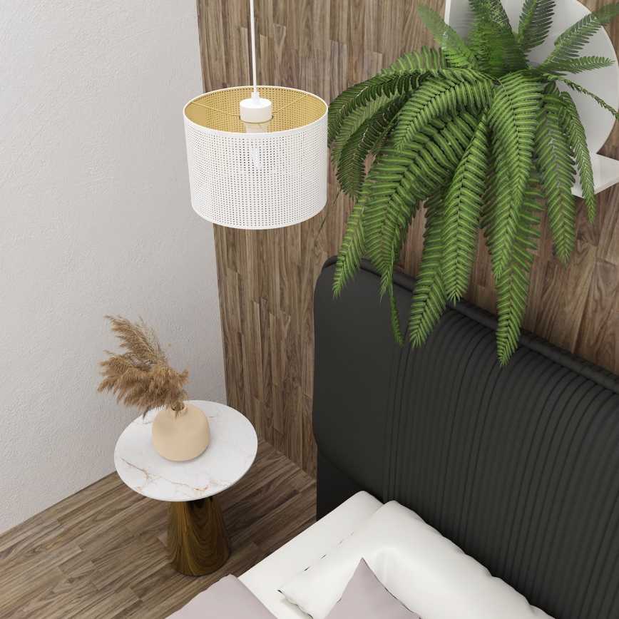 Pakabinamas sietynas LOFT SHADE 1xE27/60W/230V d. 25 cm baltas/aukso