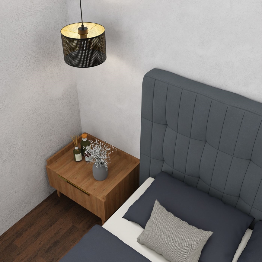 Pakabinamas sietynas LOFT SHADE 1xE27/60W/230V d. 25 cm juodas/aukso