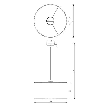 Pakabinamas sietynas LOFT SHADE 1xE27/60W/230V d. 40 cm baltas/aukso