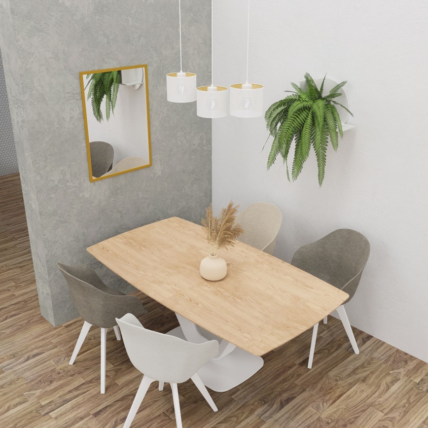 Pakabinamas sietynas LOFT SHADE 3xE27/60W/230V baltas/aukso