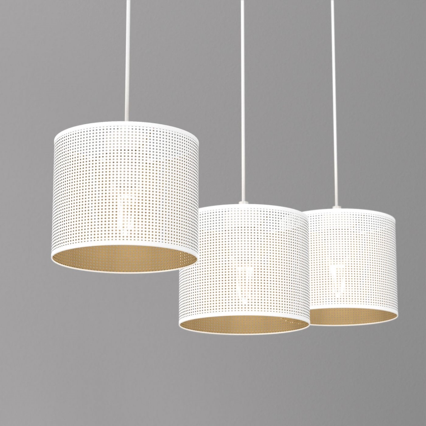 Pakabinamas sietynas LOFT SHADE 3xE27/60W/230V baltas/aukso