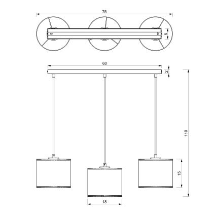 Pakabinamas sietynas LOFT SHADE 3xE27/60W/230V baltas/aukso