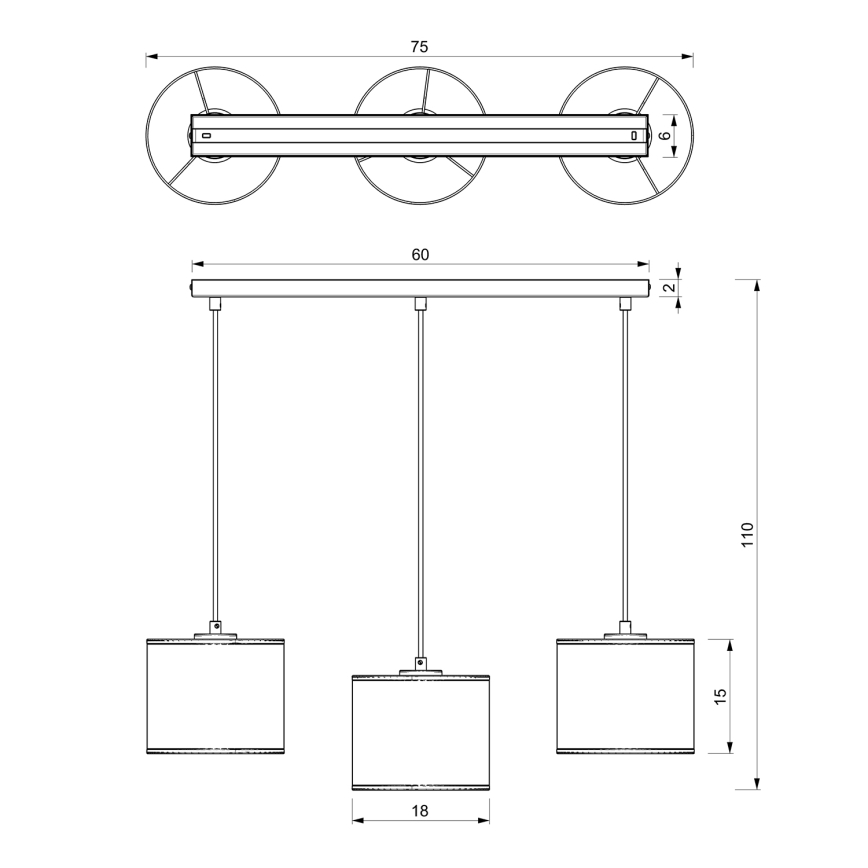 Pakabinamas sietynas LOFT SHADE 3xE27/60W/230V baltas/aukso