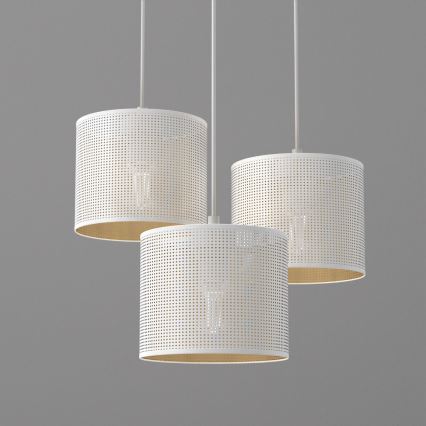 Pakabinamas sietynas LOFT SHADE 3xE27/60W/230V baltas/aukso