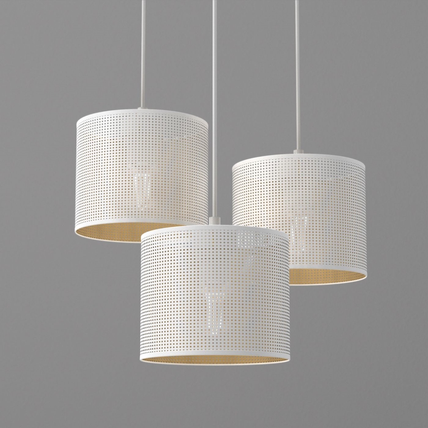 Pakabinamas sietynas LOFT SHADE 3xE27/60W/230V baltas/aukso