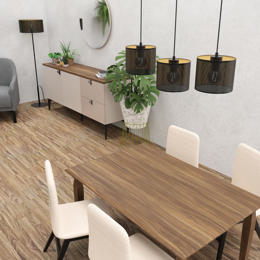 Pakabinamas sietynas LOFT SHADE 3xE27/60W/230V juodas/aukso
