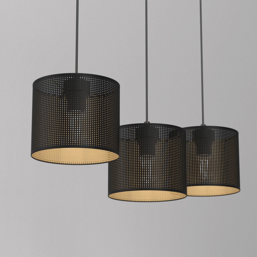 Pakabinamas sietynas LOFT SHADE 3xE27/60W/230V juodas/aukso