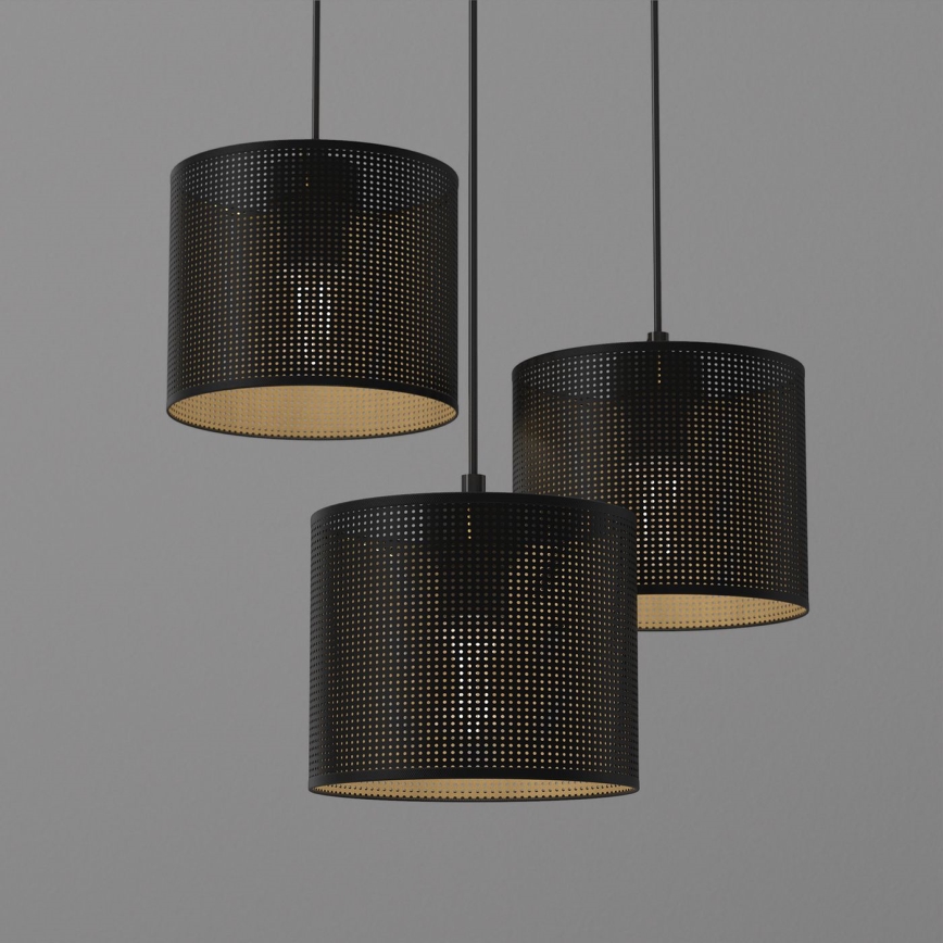 Pakabinamas sietynas LOFT SHADE 3xE27/60W/230V juodas/aukso