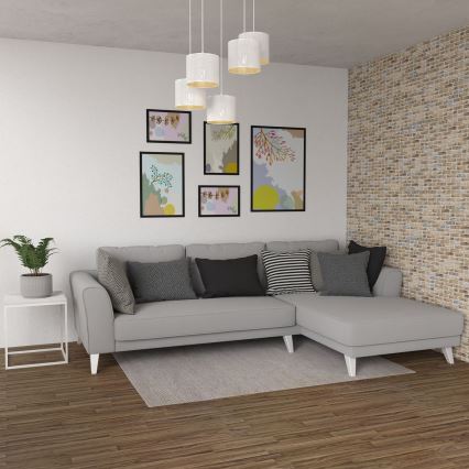 Pakabinamas sietynas LOFT SHADE 5xE27/60W/230V baltas/aukso