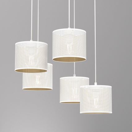 Pakabinamas sietynas LOFT SHADE 5xE27/60W/230V baltas/aukso
