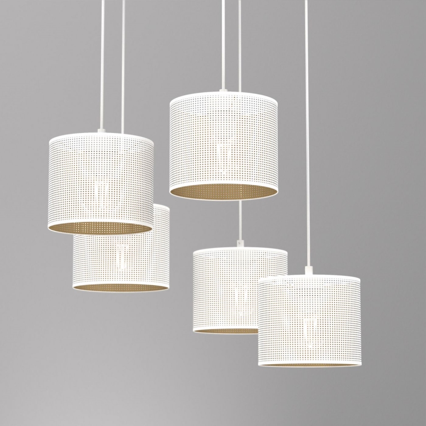 Pakabinamas sietynas LOFT SHADE 5xE27/60W/230V baltas/aukso
