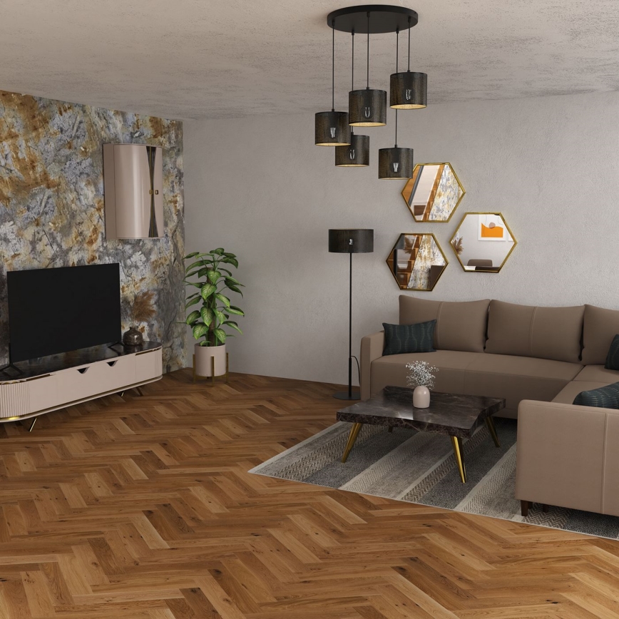 Pakabinamas sietynas LOFT SHADE 5xE27/60W/230V juodas/aukso