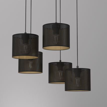 Pakabinamas sietynas LOFT SHADE 5xE27/60W/230V juodas/aukso